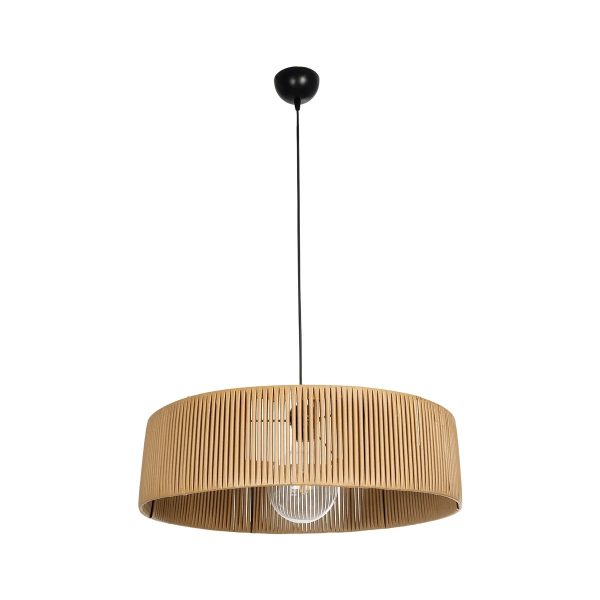 KYCLOS 203-0044 Boho Κρεμαστό Φωτιστικό Καπέλο Μονόφωτο 1 x E27 IP20 Μπέζ Rattan - M55 x Π55 x Υ20cm - Image 3