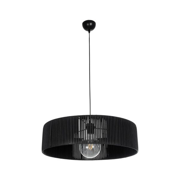 KYCLOS 203-0046 Boho Κρεμαστό Φωτιστικό Καπέλο Μονόφωτο 1 x E27 IP20 Μαύρο Rattan - M55 x Π55 x Υ20cm - Image 3