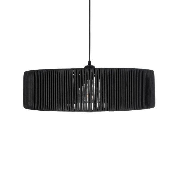 KYCLOS 203-0046 Boho Κρεμαστό Φωτιστικό Καπέλο Μονόφωτο 1 x E27 IP20 Μαύρο Rattan - M55 x Π55 x Υ20cm - Image 4