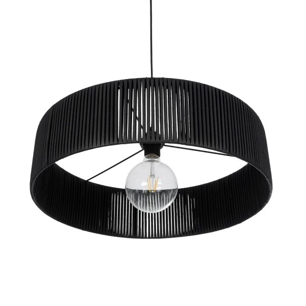 KYCLOS 203-0046 Boho Κρεμαστό Φωτιστικό Καπέλο Μονόφωτο 1 x E27 IP20 Μαύρο Rattan - M55 x Π55 x Υ20cm - Image 5