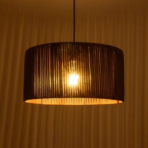 KYCLOS 203-0047 Boho Κρεμαστό Φωτιστικό Καπέλο Μονόφωτο 1 x E27 IP20 Καφέ Rattan – M40 x Π40 x Υ25.5cm