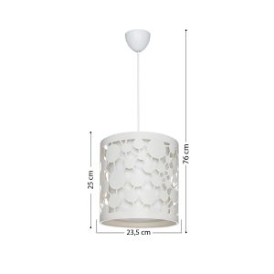 PETAL 203-0065 Μοντέρνο Κρεμαστό Φωτιστικό Καπέλο Μονόφωτο 1 x E27 IP20 Λευκό Πλαστικό – Μ23.5 x Π23.5 x Υ76cm