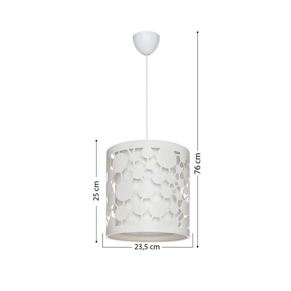 PETAL 203-0065 Μοντέρνο Κρεμαστό Φωτιστικό Καπέλο Μονόφωτο 1 x E27 IP20 Λευκό Πλαστικό - Μ23.5 x Π23.5 x Υ76cm - Image 2
