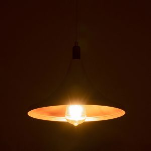 BELFRY 203-0076 Μοντέρνο Κρεμαστό Φωτιστικό Καμπάνα Μονόφωτο 1 x E27 IP20 Λεύκο & Χρυσό Πλαστικό – Μ29.5 x Π29.5 x Υ22cm