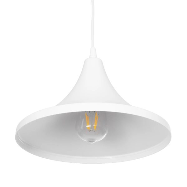 BELFRY 203-0079 Μοντέρνο Κρεμαστό Φωτιστικό Καμπάνα Μονόφωτο 1 x E27 IP20 Λεύκο Πλαστικό - Μ29.5 x Π29.5 x Υ21cm - Image 5
