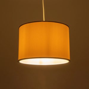 ELECTRA 203-0110 Μοντέρνο Κρεμαστό Φωτιστικό Καπέλο Μονόφωτο 1 x E27 IP20 Mπεζ Ύφασμα με Χρυσό Μέταλλο – Μ30 x Π30 x Υ23cm