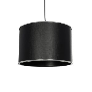ELECTRA 203-0111 Μοντέρνο Κρεμαστό Φωτιστικό Καπέλο Μονόφωτο 1 x E27 IP20 Mαύρο Ύφασμα με Ασημί Μέταλλο – Μ30 x Π30 x Υ23cm