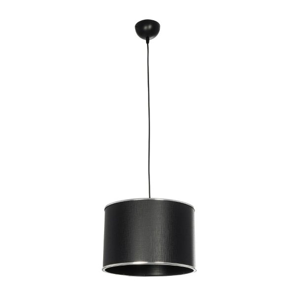 ELECTRA 203-0111 Μοντέρνο Κρεμαστό Φωτιστικό Καπέλο Μονόφωτο 1 x E27 IP20 Mαύρο Ύφασμα με Ασημί Μέταλλο - Μ30 x Π30 x Υ23cm - Image 3