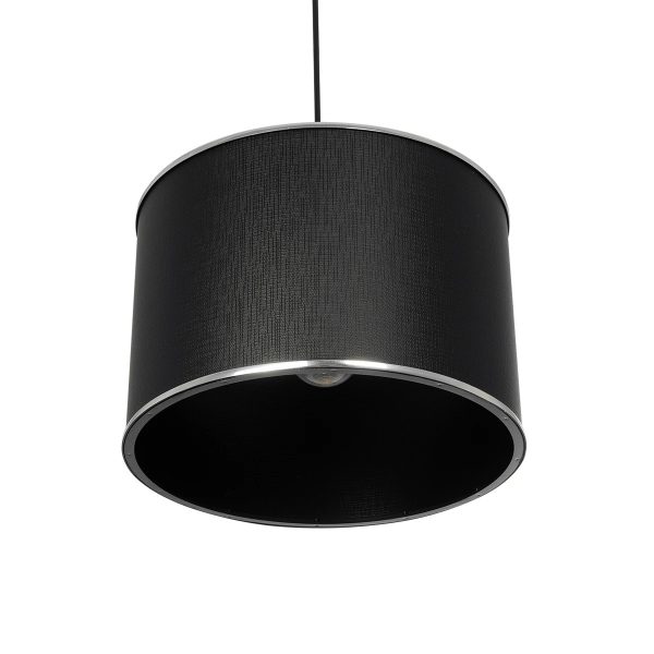 ELECTRA 203-0111 Μοντέρνο Κρεμαστό Φωτιστικό Καπέλο Μονόφωτο 1 x E27 IP20 Mαύρο Ύφασμα με Ασημί Μέταλλο - Μ30 x Π30 x Υ23cm - Image 5
