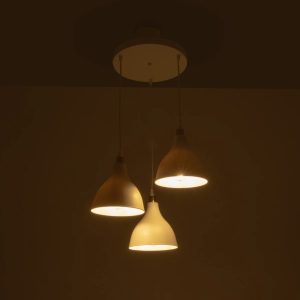RADE 203-0128 Vintage Κρεμαστό Φωτιστικό Καμπάνα Τρίφωτο 3 x E27 IP20 Λευκό Πλαστικό – Μ40 x Π40 x Υ80cm
