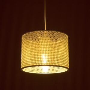CLAIRIE 203-0134 Μοντέρνο Κρεμαστό Φωτιστικό Καπέλο Μονόφωτο 1 x E27 IP20 Λευκό Ύφασμα – Μ22 x Π22 x Υ93cm