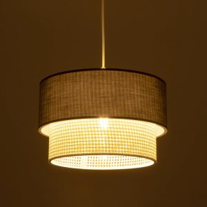 SISSIE 203-0140 Μοντέρνο Κρεμαστό Φωτιστικό Καπέλο Μονόφωτο 1 x E27 IP20 Γκρι & Λευκό Ύφασμα -Μ30 x Π30 x Υ93cm