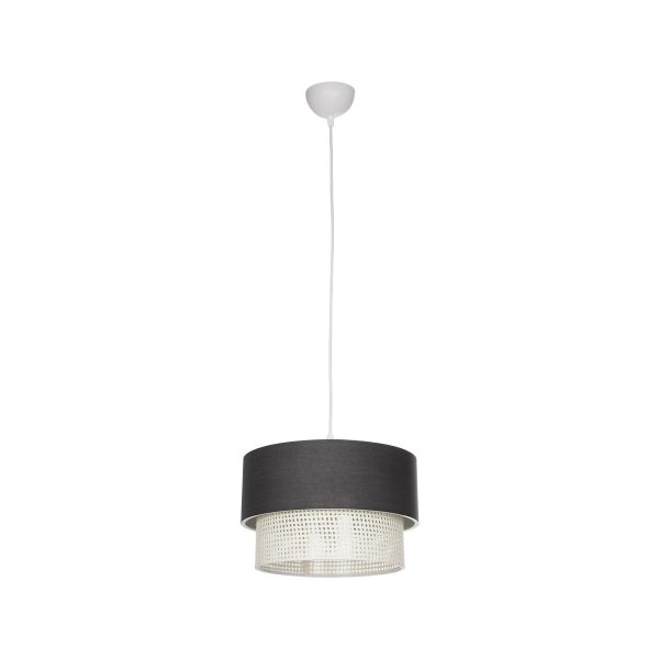 SISSIE 203-0140 Μοντέρνο Κρεμαστό Φωτιστικό Καπέλο Μονόφωτο 1 x E27 IP20 Γκρι & Λευκό Ύφασμα -Μ30 x Π30 x Υ93cm - Image 3