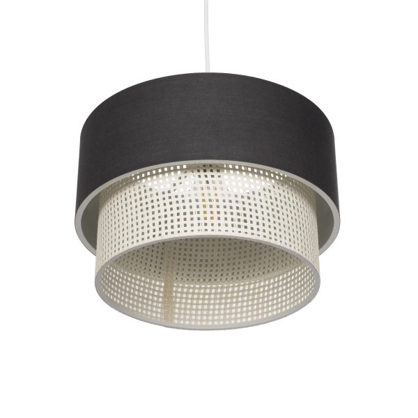 SISSIE 203-0140 Μοντέρνο Κρεμαστό Φωτιστικό Καπέλο Μονόφωτο 1 x E27 IP20 Γκρι & Λευκό Ύφασμα -Μ30 x Π30 x Υ93cm - Image 5