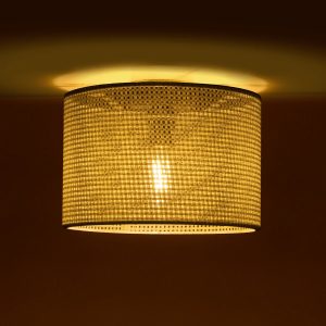 CILIO 203-0150 Μοντέρνο Φωτιστικό Οροφής Καπέλο Μονόφωτο 1 x E27 IP20 Λευκό Διάτρητο Ύφασμα – Μ30 x Π30 x Υ21cm