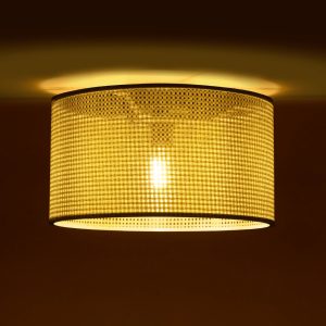 CILIO 203-0155 Μοντέρνο Φωτιστικό Οροφής Καπέλο Μονόφωτο 1 x E27 IP20 Λευκό Διάτρητο Ύφασμα – Μ38 x Π38 x Υ21cm