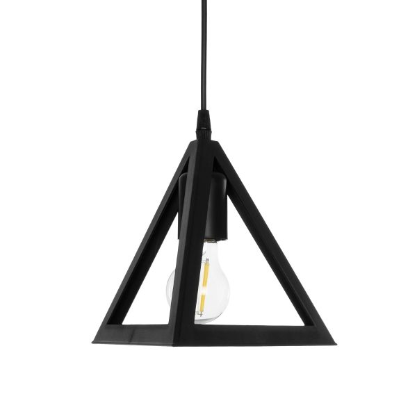 TRIANGLE 203-0159 Μοντέρνο Κρεμαστό Φωτιστικό Καμπάνα Μονόφωτο 1 x E27 IP20 Μάυρο Πλαστικό - Μ24 x Π24 x Υ86cm - Image 4