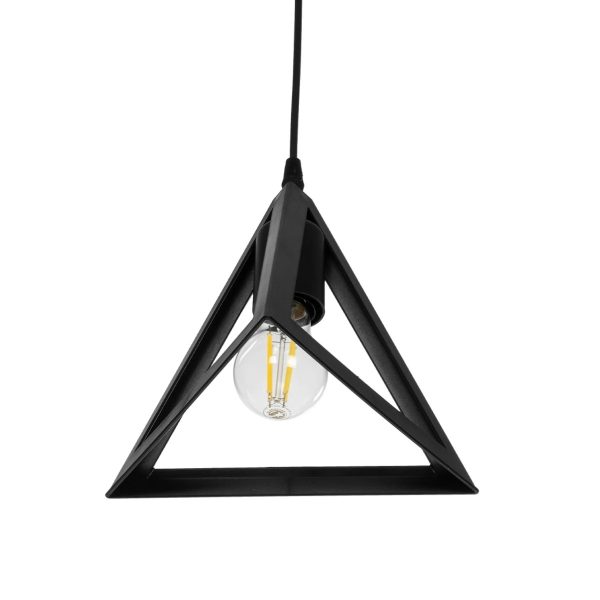 TRIANGLE 203-0159 Μοντέρνο Κρεμαστό Φωτιστικό Καμπάνα Μονόφωτο 1 x E27 IP20 Μάυρο Πλαστικό - Μ24 x Π24 x Υ86cm - Image 5