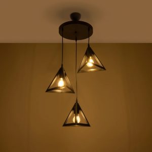 TRIANGLE 203-0160 Μοντέρνο Κρεμαστό Φωτιστικό Καμπάνα Τρίφωτο 3 x E27 IP20 Μαύρο Πλαστικό – Μ50 x Π50 x Υ80cm