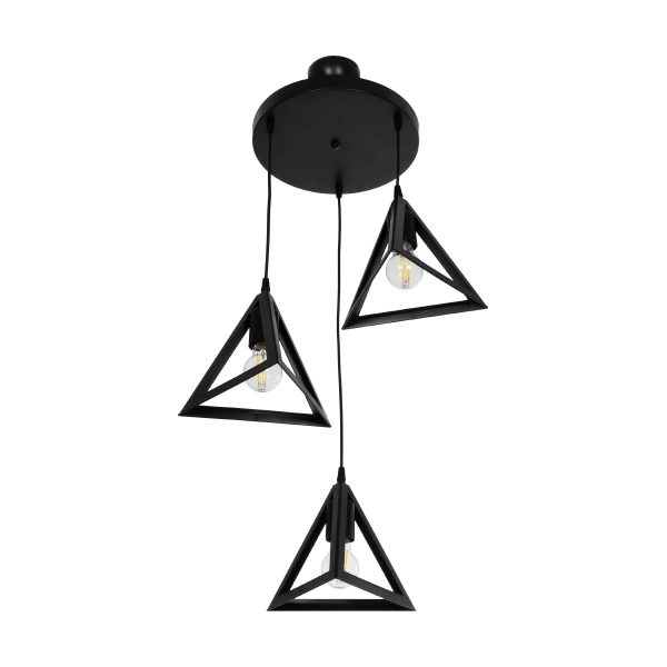 TRIANGLE 203-0160 Μοντέρνο Κρεμαστό Φωτιστικό Καμπάνα Τρίφωτο 3 x E27 IP20 Μαύρο Πλαστικό - Μ50 x Π50 x Υ80cm - Image 4