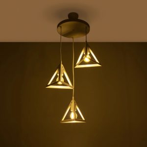 TRIANGLE 203-0164 Μοντέρνο Κρεμαστό Φωτιστικό Καμπάνα Τρίφωτο 3 x E27 IP20 Λευκό Πλαστικό – Μ50 x Π50 x Υ80cm