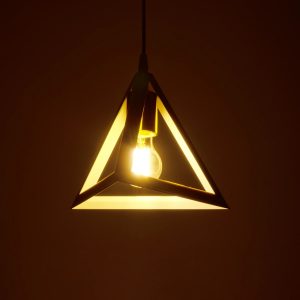 TRIANGLE 203-0165 Μοντέρνο Κρεμαστό Φωτιστικό Καμπάνα Μονόφωτο 1 x E27 IP20 Λευκό με Χρυσό Πλαστικό – Μ24 x Π24 x Υ56cm