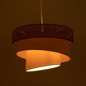 SIERA 203-0170 Μοντέρνο Κρεμαστό Φωτιστικό Καπέλο Μονόφωτο 1 x E27 IP20 Γκρι & Λευκό Ύφασμα – Μ38 x Π38 x Υ95cm