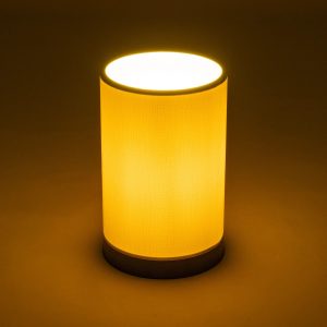 CYLINDER 203-0183 Μοντέρνο Επιτραπέζιο Φωτιστικό Πορτατίφ Μονόφωτο 1 x E27 IP20 Μαύρο Πλαστικό με Μπεζ Υφασμα – Μ14 x Π14 x Υ21cm