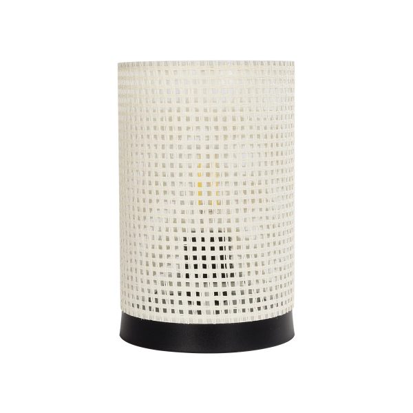 CYLINDER 203-0184 Μοντέρνο Επιτραπέζιο Φωτιστικό Πορτατίφ Μονόφωτο 1 x E27 IP20 Μαύρo Πλαστικό με Λευκό Διάτρητο Υφασμα - Μ14 x Π14 x Υ22cm - Image 3