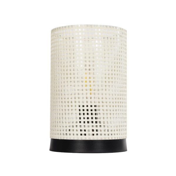 CYLINDER 203-0184 Μοντέρνο Επιτραπέζιο Φωτιστικό Πορτατίφ Μονόφωτο 1 x E27 IP20 Μαύρo Πλαστικό με Λευκό Διάτρητο Υφασμα - Μ14 x Π14 x Υ22cm - Image 4