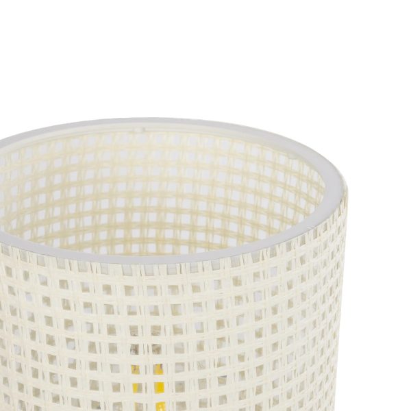 CYLINDER 203-0184 Μοντέρνο Επιτραπέζιο Φωτιστικό Πορτατίφ Μονόφωτο 1 x E27 IP20 Μαύρo Πλαστικό με Λευκό Διάτρητο Υφασμα - Μ14 x Π14 x Υ22cm - Image 5