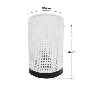 CYLINDER 203-0184 Μοντέρνο Επιτραπέζιο Φωτιστικό Πορτατίφ Μονόφωτο 1 x E27 IP20 Μαύρo Πλαστικό με Λευκό Διάτρητο Υφασμα – Μ14 x Π14 x Υ22cm