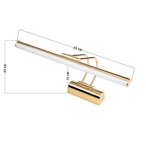 REFINE 203-0185 Φωτιστικό Τοίχου - Απλίκα LED 7W 640lm 120° AC 220-240V IP44 Θερμό Λευκό 2700K Χρυσό - Μ35 x Π25 x Υ9cm - 2 Xρόνια Εγγύηση - Image 3
