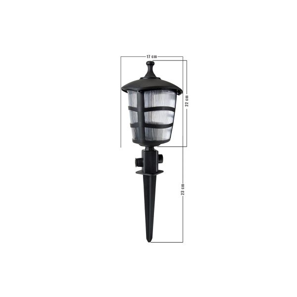 ZARDIN 203-0208 Vintage Καρφωτό Φωτιστικό Φαναράκι Μονόφωτο 1 x E27 IP44 Μαύρο & Διάφανο Πλαστικό - Μ17 x Π17 x Υ45cm - Image 3