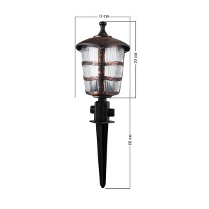 ZARDIN 203-0228 Vintage Καρφωτό Φωτιστικό Φαναράκι Μονόφωτο 1 x E27 IP44 Χάλκινο & Διάφανο Πλαστικό – Μ17 x Π17 x Υ45cm