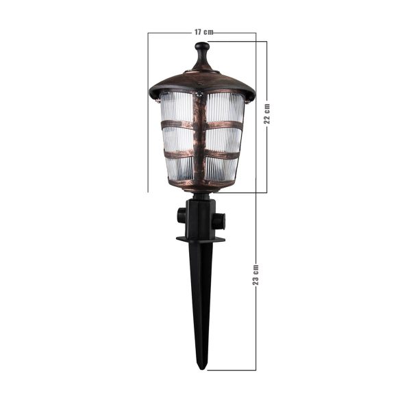 ZARDIN 203-0228 Vintage Καρφωτό Φωτιστικό Φαναράκι Μονόφωτο 1 x E27 IP44 Χάλκινο & Διάφανο Πλαστικό - Μ17 x Π17 x Υ45cm - Image 2