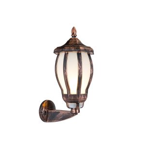 VERDI 203-0233 Vintage Επιτοίχιο Φωτιστικό Φαναράκι Μονόφωτο 1 x E27 IP44 Χάλκινο Πλαστικό – Μ23 x Π17 x Υ40cm