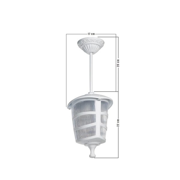 ZARDIN 203-0237 Vintage Κρεμαστό Φωτιστικό Φαναράκι Μονόφωτο 1 x E27 IP44 Λευκό Πλαστικό - Μ17 x Π17 x Υ42cm - Image 3