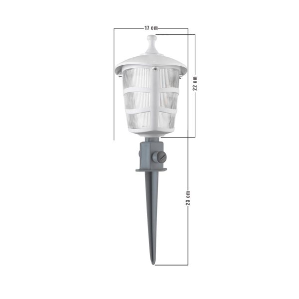 ZARDIN 203-0241 Vintage Καρφωτό Φωτιστικό Φαναράκι Μονόφωτο 1 x E27 IP44 Λευκό & Διάφανο Πλαστικό - Μ16 x Π16 x Υ51cm - Image 3