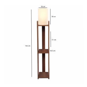 VENTORA 204-0125 Μοντέρνο Eπιδαπέδιο Φωτιστικό Μονόφωτο 1 x E27 IP20 Καφέ Ξύλο με Μπεζ Ύφασμα – Μ20 x Π20 x Υ142cm