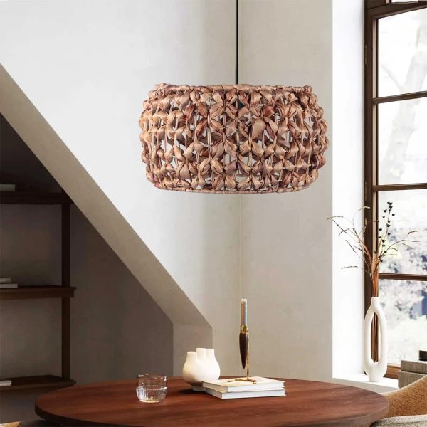 DARIO 204-0159 Boho Κρεμαστό Φωτιστικό Kαπέλο Μονόφωτο 1 x E27 IP20 Καφέ Rattan - Μ29 x Π29 x Υ16cm - Image 3