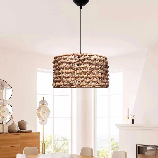 POMEGRANDE 204-0160 Boho Κρεμαστό Φωτιστικό Kαπέλο Μονόφωτο 1 x E27 IP20 Καφέ Rattan - Μ29 x Π29 x Υ16cm - Image 3