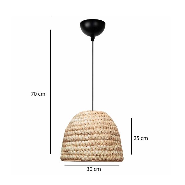 MEKA 204-0163 Boho Κρεμαστό Φωτιστικό Καμπάνα Μονόφωτο 1 x E27 IP20 Μπεζ Rattan - Μ30 x Π30 x Υ25cm - Image 2