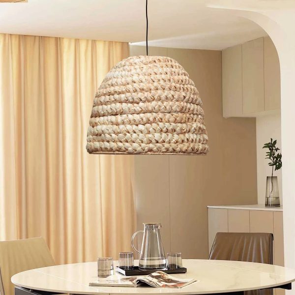 MEKA 204-0163 Boho Κρεμαστό Φωτιστικό Καμπάνα Μονόφωτο 1 x E27 IP20 Μπεζ Rattan - Μ30 x Π30 x Υ25cm - Image 3