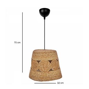 PANIER 204-0170 Boho Κρεμαστό Φωτιστικό Καμπάνα Μονόφωτο 1 x E27 IP20 Μπεζ Σχοινί – Μ32 x Π32 x Υ30cm