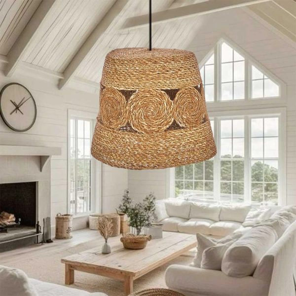 PANIER 204-0170 Boho Κρεμαστό Φωτιστικό Καμπάνα Μονόφωτο 1 x E27 IP20 Μπεζ Σχοινί - Μ32 x Π32 x Υ30cm - Image 3