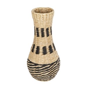 Artificial Garden BOLOGNA 21228 Διακοσμητικό Πλεκτό Καλάθι – Κασπώ Γλάστρα – Flower Pot Μπεζ με Μαύρο Π20 x M20 x Υ42cm