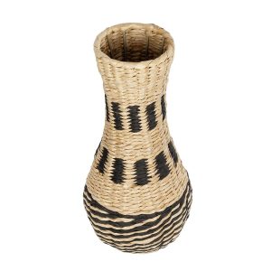 Artificial Garden BOLOGNA 21228 Διακοσμητικό Πλεκτό Καλάθι – Κασπώ Γλάστρα – Flower Pot Μπεζ με Μαύρο Π20 x M20 x Υ42cm