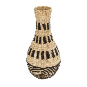 Artificial Garden HAVANA 21230 Διακοσμητικό Πλεκτό Καλάθι – Κασπώ Γλάστρα – Flower Pot Μπεζ με Μαύρο Π25 x M25 x Υ57cm