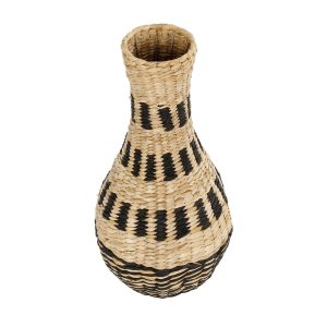 Artificial Garden HAVANA 21230 Διακοσμητικό Πλεκτό Καλάθι – Κασπώ Γλάστρα – Flower Pot Μπεζ με Μαύρο Π25 x M25 x Υ57cm